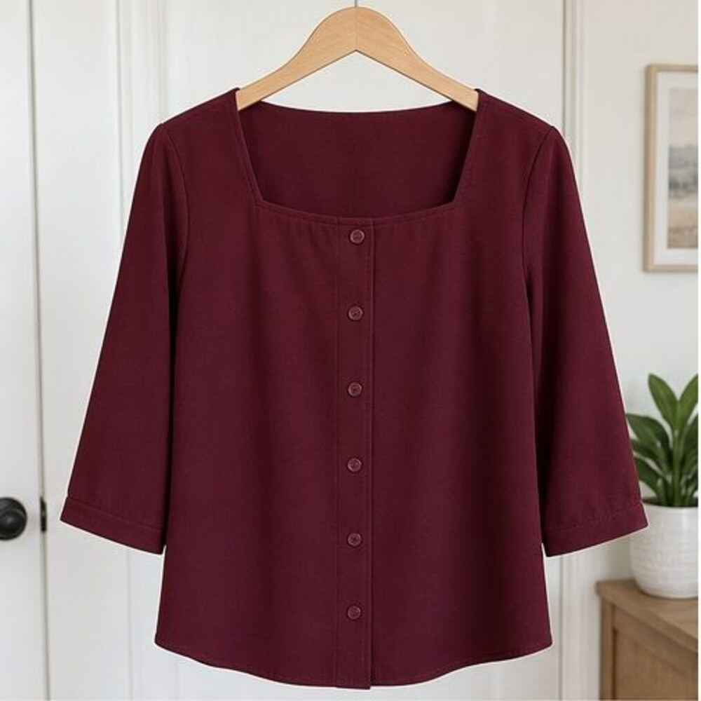 Burgundy Button Blouse